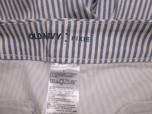 OLD NAVY Size 6 Chambray Striped Cotton Spandex PIXIE Pants NWOT - Picture 7 of 7