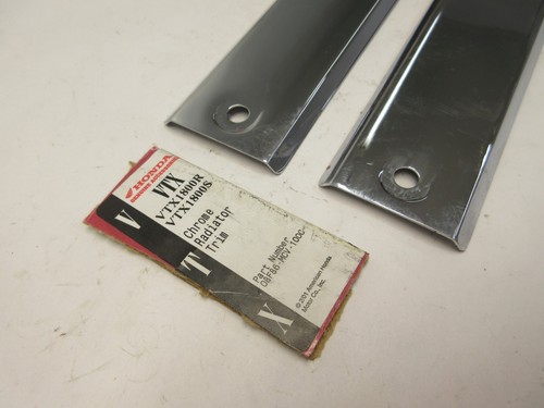 2002 HONDA VTX1800 VTX 1800 CHROME RADIATOR TRIM PAIR LEFT RIGHT NEW - Picture 2 of 8