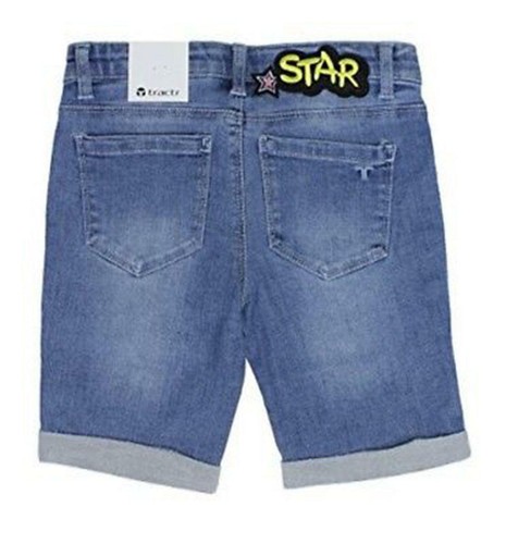 Tractr Girls Sequined Patched Stretch Denim Bermuda Shorts NEW - Picture 11 of 16