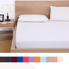 Solid Fitted Bed Sheet Mattress Protect Elastic Band King Queen Double Single