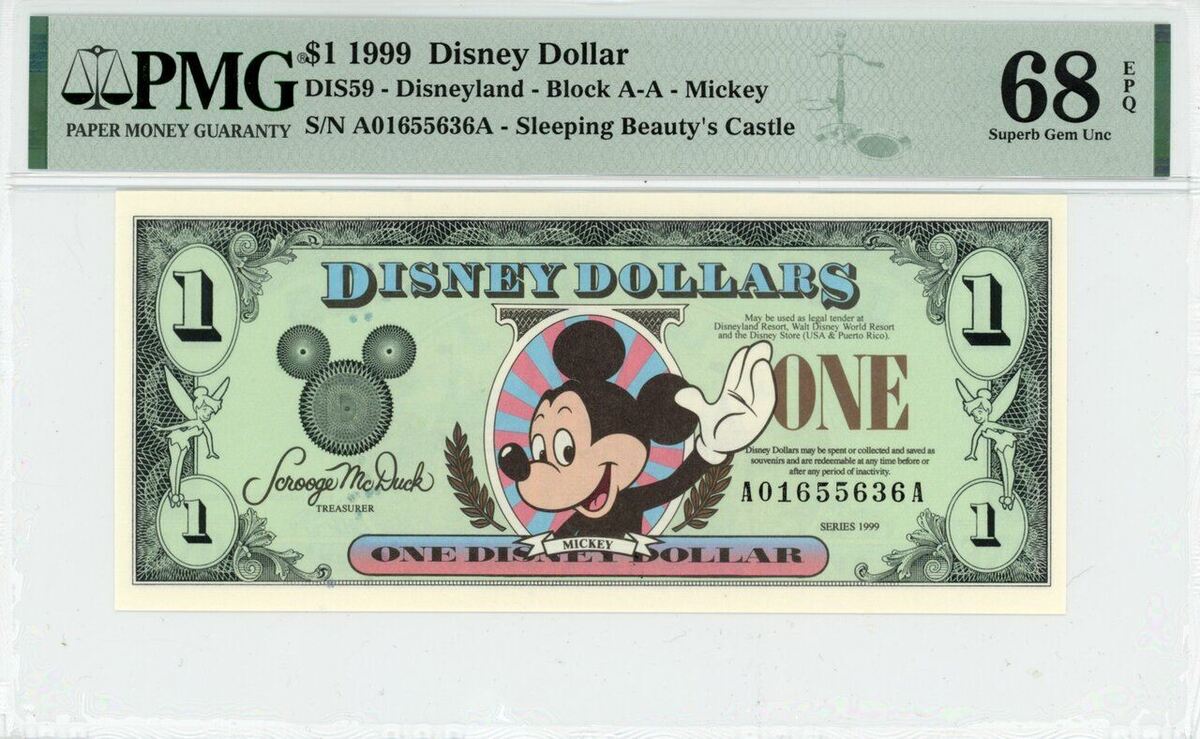 1999 $1 Disney Dollar Mickey PMG 68 EPQ (DIS59) | eBay