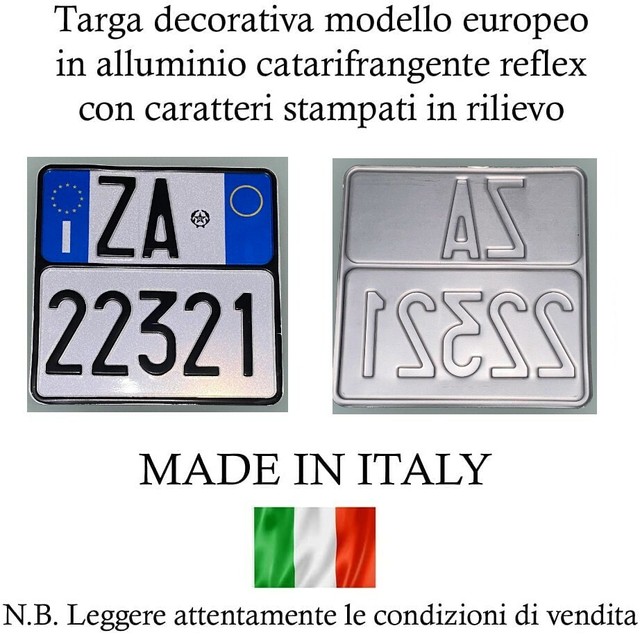 Replica Targa Moto Modello Europeo in Alluminio Catarifrangente ed in Rilievo 2 Replica Targa Moto Modello Europeo in Alluminio Catarifrangente ed in Rilievo 2