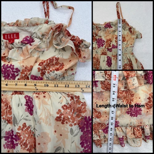 Elle Babydoll Ruffled Tiered Maxi Floral Dress Prairie Fairy Romantic Size S - Picture 11 of 11