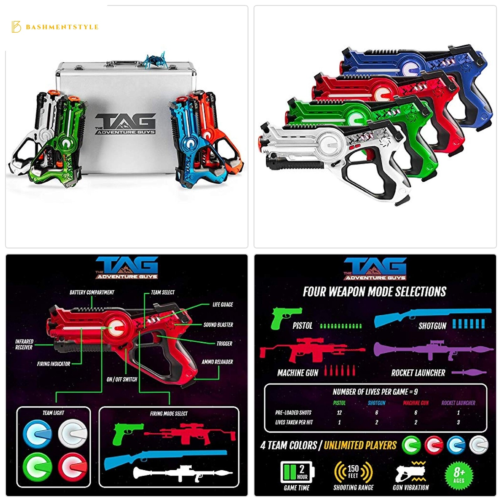 The Adventure Guys Deluxe Edition Lazer Tag Gun Set with Designer Case and Beetl The Adventure Guys Deluxe Edition Lazer Tag Gun Set with Designer Case and Beetl