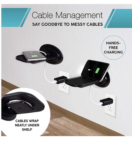 Tech Caddy Floating Space Saving Smart Device Wall Shelf - BLACK - 2 pk - Picture 4 of 4