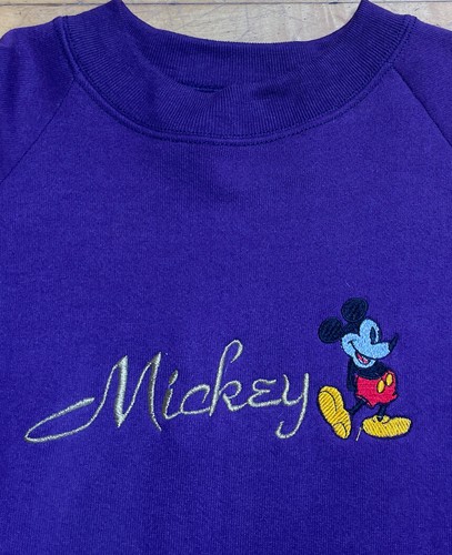 Sudadera Mickey Mouse vintage 1992 púrpura dorado años 90 cuello redondo talla XL impecable - Imagen 1 de 4