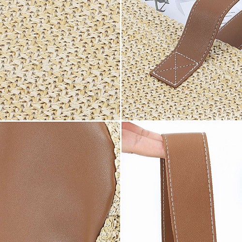 Women Woven Boho Handbag Summer Beach Tote Straw Bag Round Rattan Shoulder USA - Picture 10 of 13