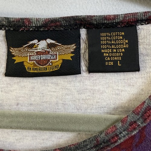 Chemise vintage Harley Davidson femme taille L Eagle Flame AOP cloutée Y2K Baby Tee - Photo 6/8