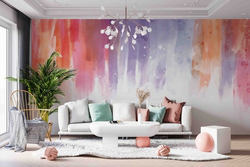 Acquerello 3D astratto disegnato a mano autoadesivo carta da parati rimovibile quadro da parete - Foto 1 di 11