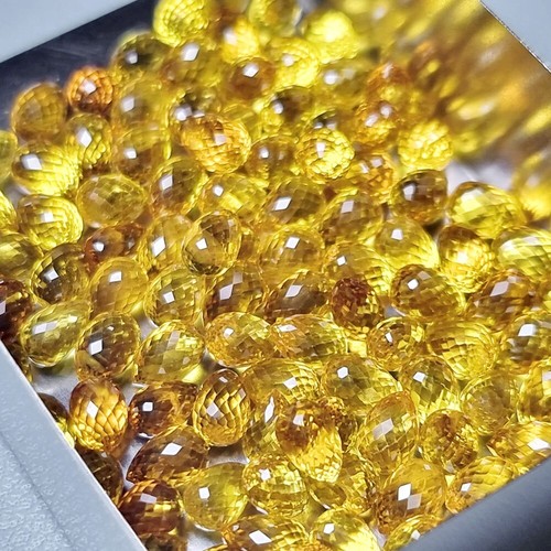 6x4mm 2 Stück VS Briolette Hinzende Farbe! NATÜRLICHER GELBER SAPHIR EDELSTEIN - Bild 3 von 5