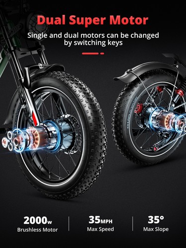 AMYET S8 2000W Electric Bike for Adult Dual Motor AWD 48V/25Ah e bike Bicycle US - Picture 12 of 25