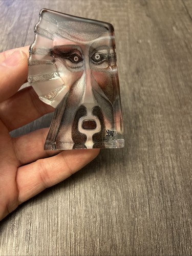 Masqot Mats Jonasson Face Mask Sculpture/Paperweight Signed Shama - Picture 5 of 16