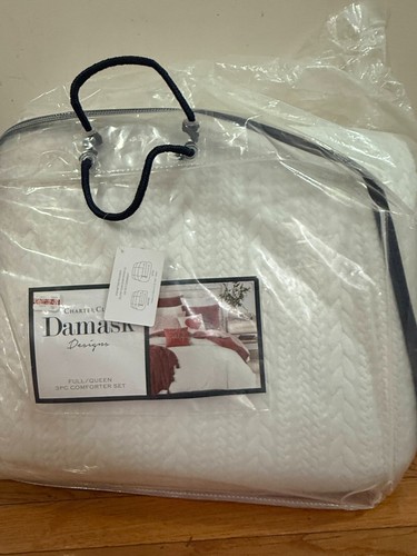 $360 Charter Club Damask Designs Woven Tile 3-Pc White Comforter Set Queen/full - Picture 6 of 8