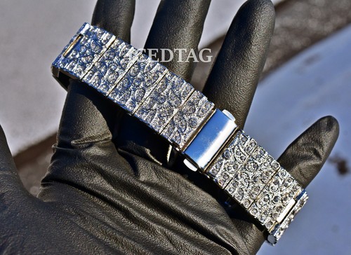 MENS HIP HOP ICY ICED TRENDY BLACK NUGGET CUBIC DIAMOND LUXURY STYLISH WATCH - Picture 3 of 5