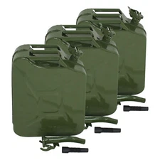 3X 20L Army Backup Jerry Can Gasoline Emergency Backup Can Metal Tank 5 Gal 