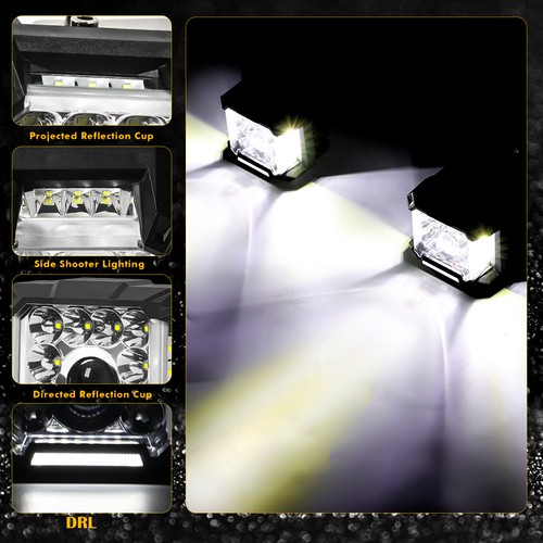 4pcs 5'' Side LED Pod Lights Combo Beam Cube Offroad Driving Work Lamps w/Wiring - Picture 7 of 12