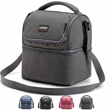 Lunch Bag for Men Women Dual Compartment Lunch Box Soft Small Cooler Bag Insu...