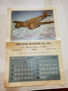 Bristol-Beaufighter-Bomber-Plane-Vintage-1974-Calendar-Page-March-April-1974