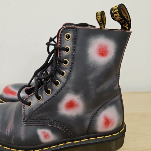 Dr Martens 1460 Pascal Red Navy Rub Off Leather Ankle Boots Size UK 4 Eu 37 - Picture 2 of 11