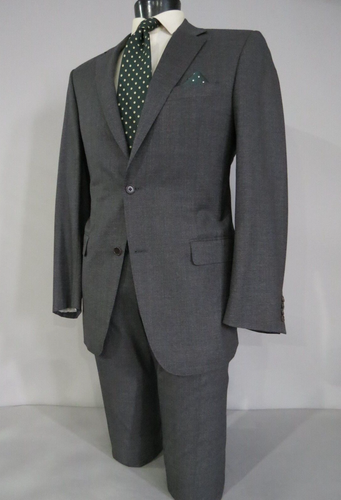 Recent Canali 1934 charcoal fine hopsack weave side vented flat front suit 44 L - Picture 3 of 17