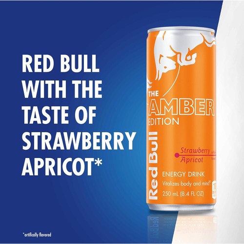 (24 Pack) Red Bull Energy Drink, Strawberry Apricot, Amber Edition, 8.4 Fl Oz - Picture 3 of 7