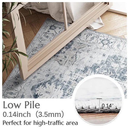 TOPICK Tappeto Area 270x365cm Lavabile in Lavatrice Interno Tappeto Extra Large Grigio Multi UK - Foto 4 di 5