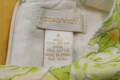 Savannah Girls Green Yellow Floral Sleeveless Holiday Spring Summer Dress Size 4 - Picture 3 of 3