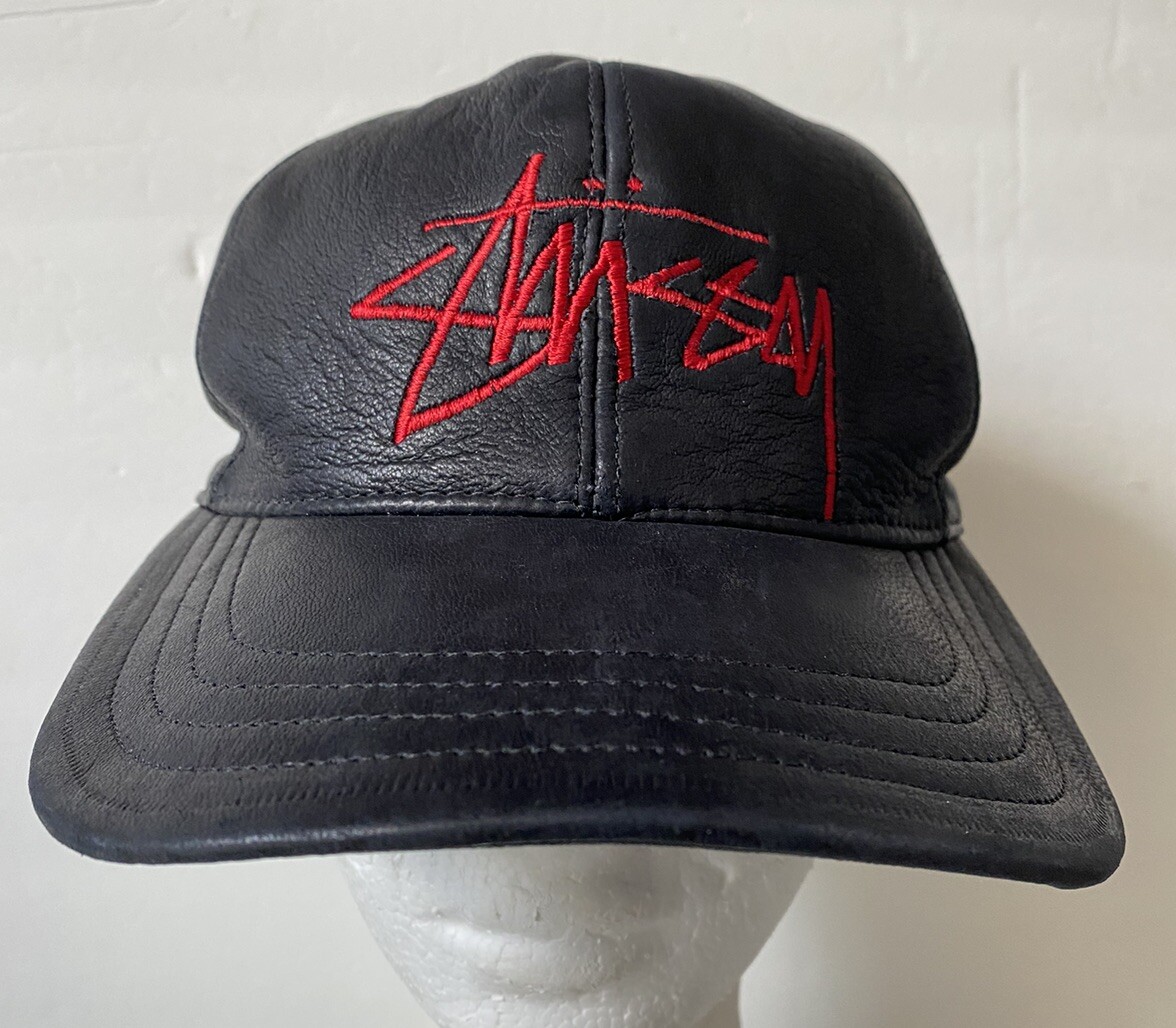 Stussy Leather SnapBack Hat Black Made In USA Genuine Mexico Stussy Leather SnapBack Hat Black Made In USA Genuine Mexico