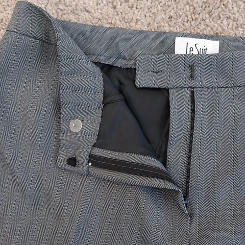Le Suit Dress Pants Womens Size 14 Gray Herringbone Lined Polyester 36x32 New - Picture 4 of 12