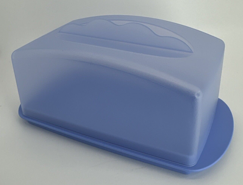 Tupperware Large Butter Dish Cheese 1 Pound Size Bottom Clear Lid Sheer Blue NEW