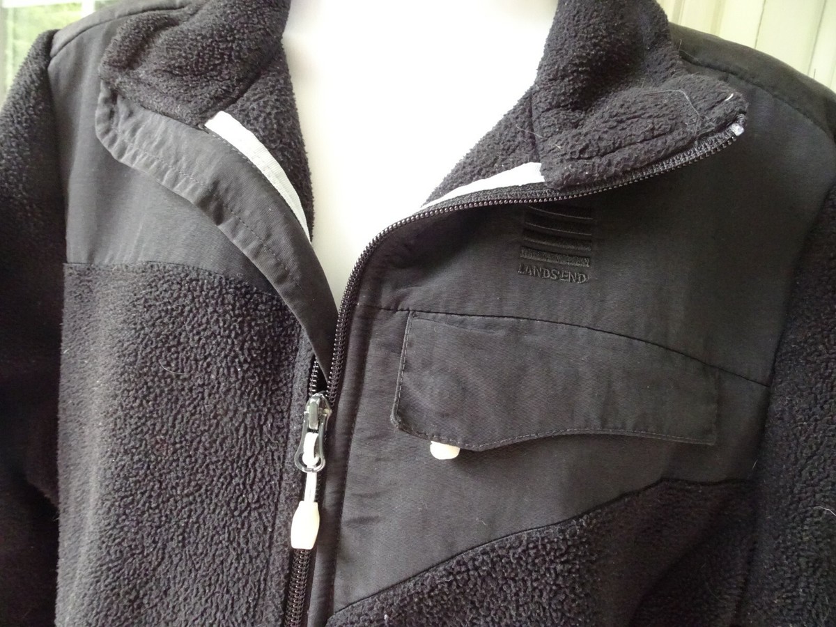 Land's End Classic Style Jacket-Boy's Black- Fleece & Nylon Land's End Classic Style Jacket-Boy's Black- Fleece & Nylon