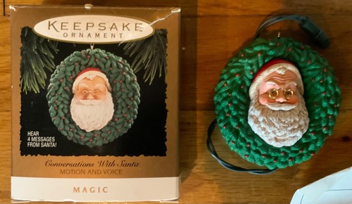 3 Hallmark Keepsake light/motion ornaments,clock,radio, Santa - Picture 4 of 9