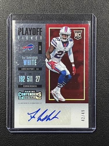 TRE'DAVIOUS WHITE 2017 PANINI CONTENDERS #129 ROOKIE PLAYOFF TICKET AUTO 42/49