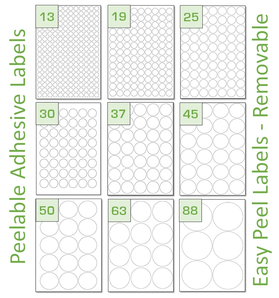 GO2PRODUCTS LIMITED Peelable A4 Printer Labels | Removable Easy Peel Round Labels | Circular Labels