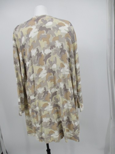 Isaac Mizrahi Live Cardigan Women's 3XL Brown Open Front Camo Printed Knit Tunic - Picture 11 of 17