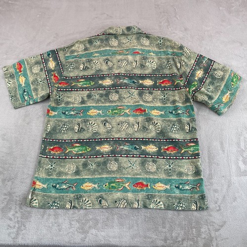 Vintage Burma Bibas Camp Shirt Men Large Multi Fish Shells Ocean Loop Collar - Picture 4 of 7