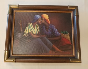 JACQUES-SAINT-SURIN-034-GOSSIP-034-LITHOGRAPH-ON-CANVAS-19-034-X15-034-FRAMED-HAITI