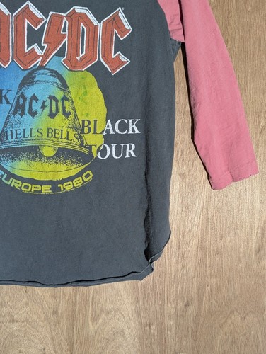 junk food pull over shirt womens XS crew neck raglan sleeve AC/DC 1980 Tour VTG - Picture 6 of 9
