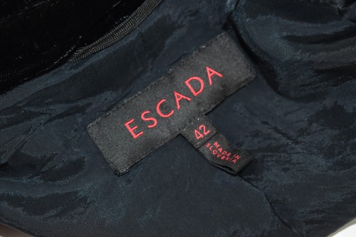 Escada Size 42/12 US Black Velvety Blazer Lined Button Up Jacket Pockets Career - Picture 11 of 16