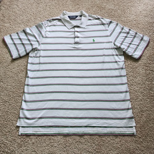 Ralph Lauren Polo Golf Shirt Herren XL weiß gestreift rosa schwarz grün Pony Pima - Bild 2 von 9