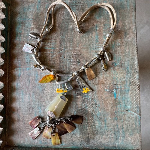 Old Brass Handmade Silver Coated Rajasthani Indian Women Jewelry Necklace - Picture 2 of 10