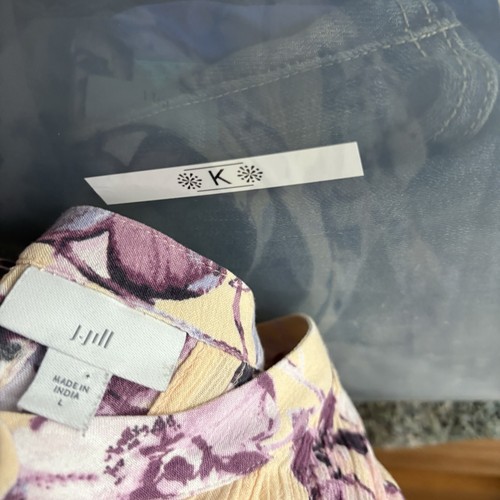 J Jill Blouse Top Tunic Pink Floral Bell 3/4 Sleeve Sz Large Fairy Flow Comfort - Picture 13 of 13
