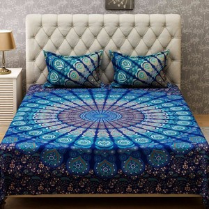 Indian Multi Peacock Style Bed Cover Queen Bedding Sheet Covers With 2 Pillows Ebay