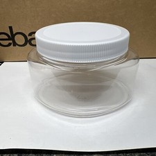 16oz Plastic Cosmetic Container Round Clear Jars with White Lids 18 Count New