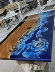 Blue Epoxy River Table Top, Dining Table, Center Table, Office Meeting Home Deco