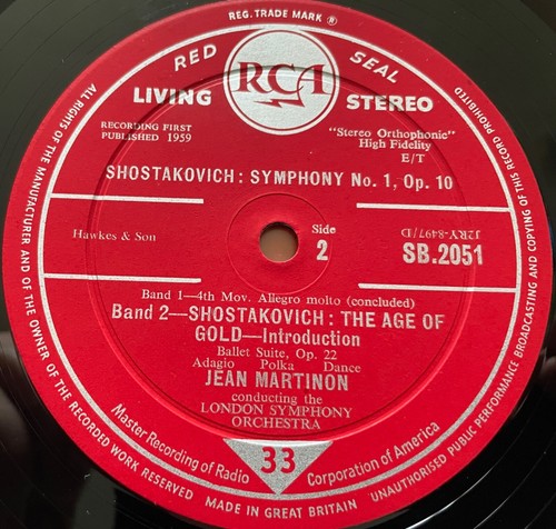 SB 2051 RCA ~ Shostakovitch ~ Age of Gold / Symphony #1 ~ Martinon, L.S.O. EX LP - Picture 9 of 9