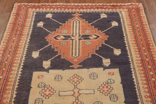 Handmade Geometric Traditional 10 ft. Runner Rug 4x10 Wool Navy Blue Carpet - Picture 13 of 21