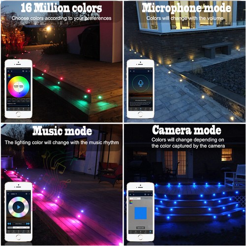 30mm WIFI RGB LED Deck Decking Lights Kits Terrace/Patio/Stair/Garden Lamps 12V - Picture 8 of 17
