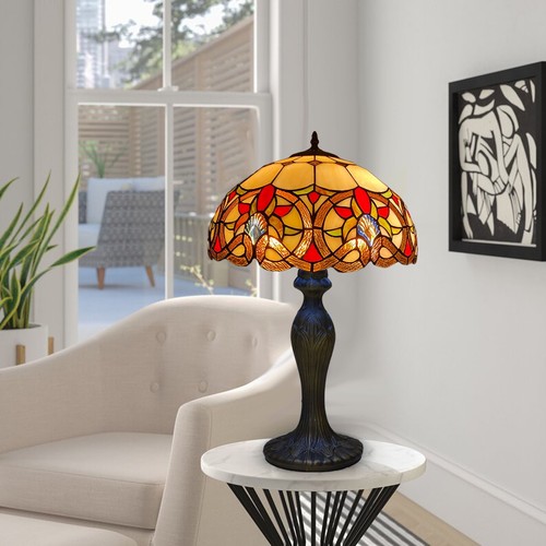 Tiffany Table Lamp 16 inch Handcraft art Bedside Light Stained Glass Multicolor - Picture 48 of 54