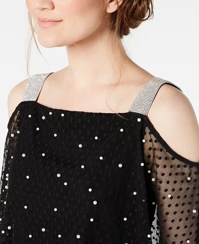 MSK ABITO DONNA OVERLAY STRASS COLORE NERO TAGLIA X LARGE NUOVO CON ETICHETTE - Foto 4 di 4